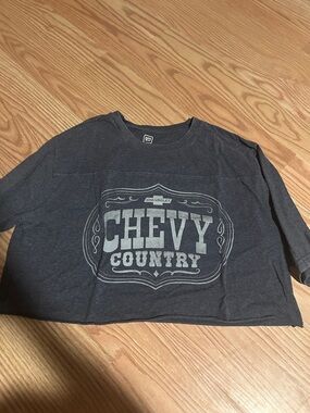 CHEVY Country Graphic Crop Tee - Charcoal